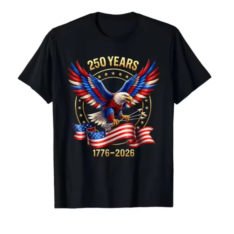 Independence Day 250th Anniversary Cotton Men Women 2026 Summer Harajuku Style Men's Short Sleeve Fashion O-neck Tshirt