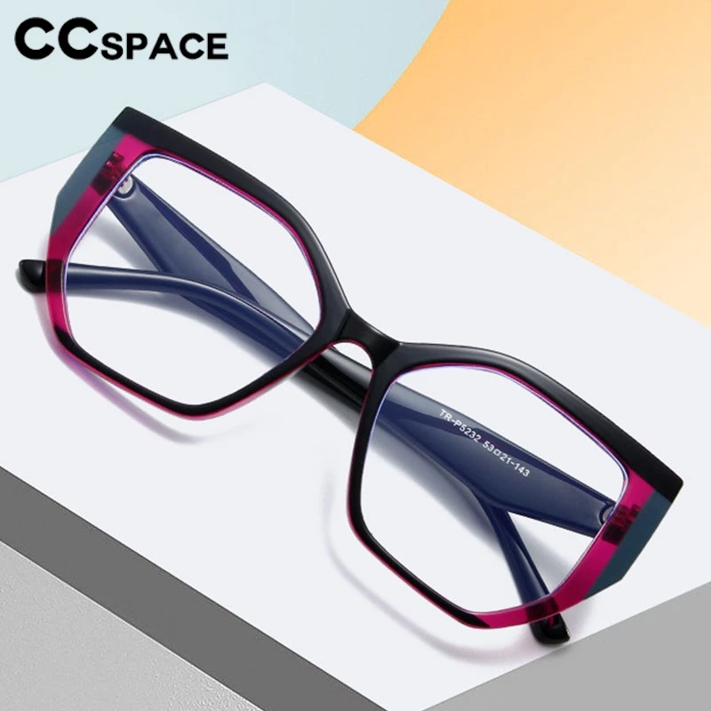 Occhiali da lettura quadrati in resina di grandi dimensioni Trendy Color-block TR90 Optical presbite Eyeglass Custom Diopter + 50 ~ + 600 #301684