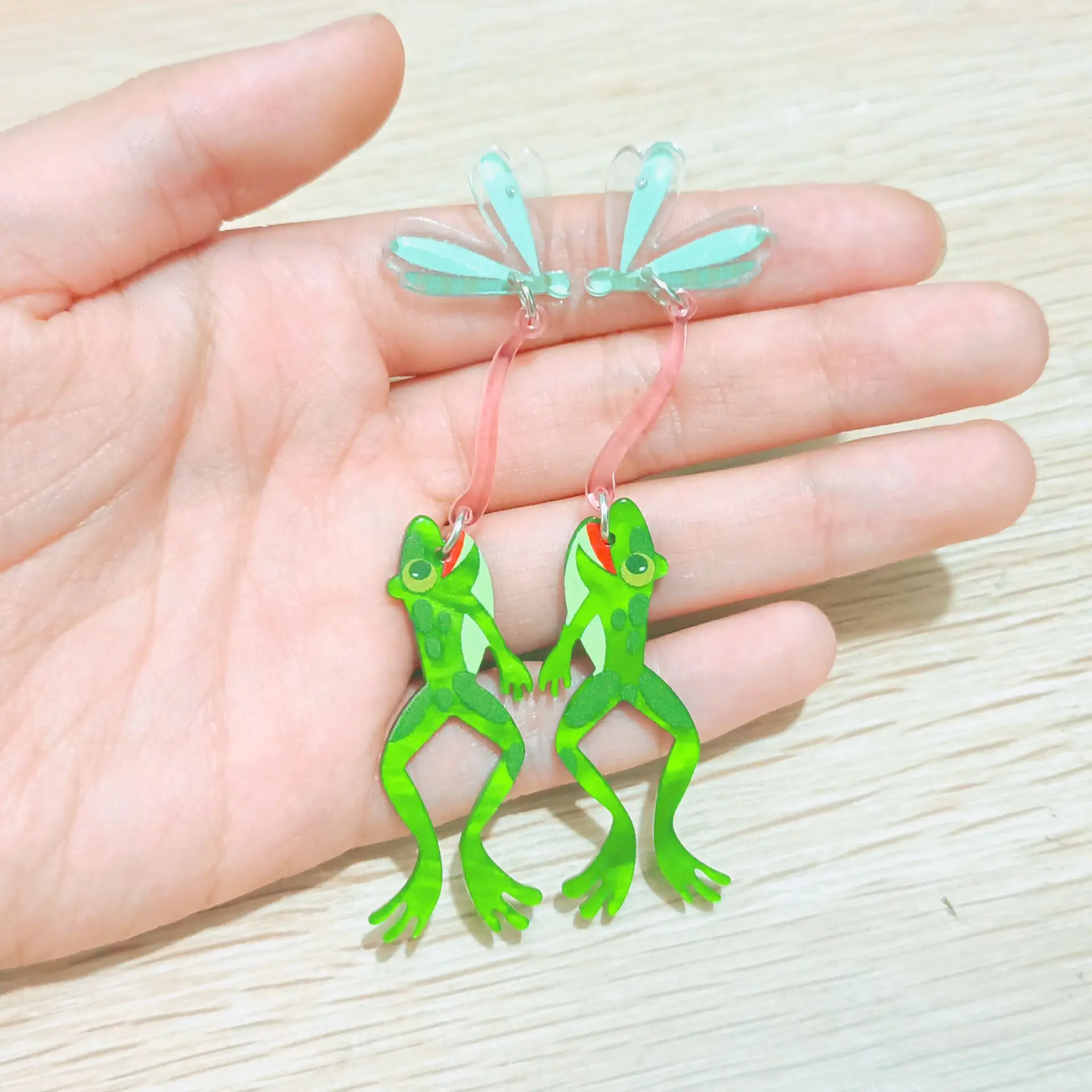 Eating Flies Frog Acrylic Hoop Earrings For Women Personality Interesting Long Dangle Earring Designer Jewelry Gifts