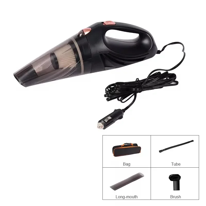 Full set of black 4.5 meters 0.5 square meters 90W 7A DC12V 3200 Pa wired household cleaning tools car vacuum cleaner