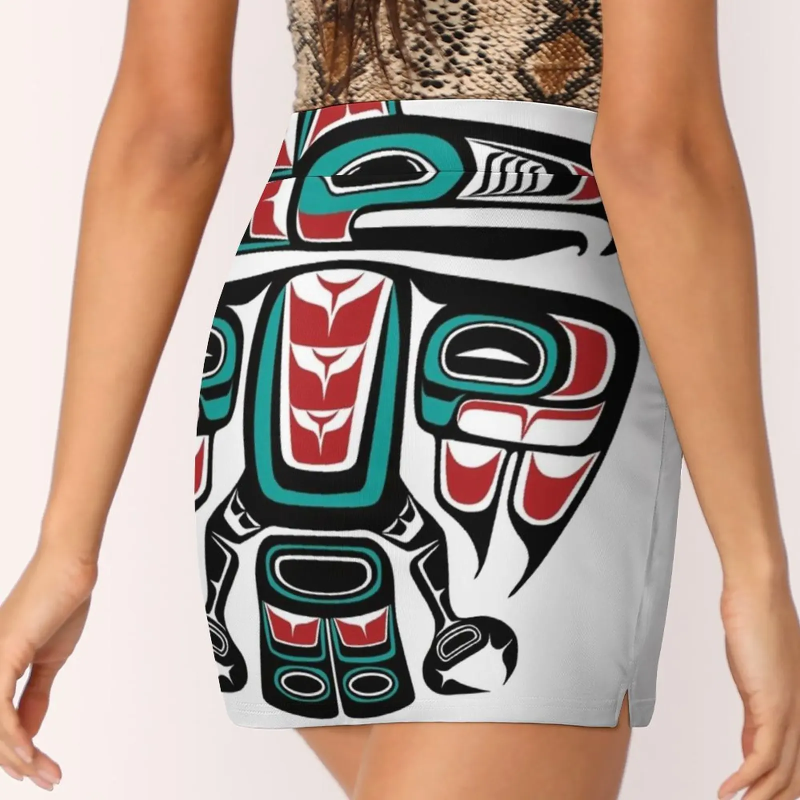 Haida Tlingit الأصلي الغراب الطوطم المرأة تنورة الرياضة Skort تنورة مع جيب موضة الكورية نمط تنورة 4Xl التنانير الغراب Haida