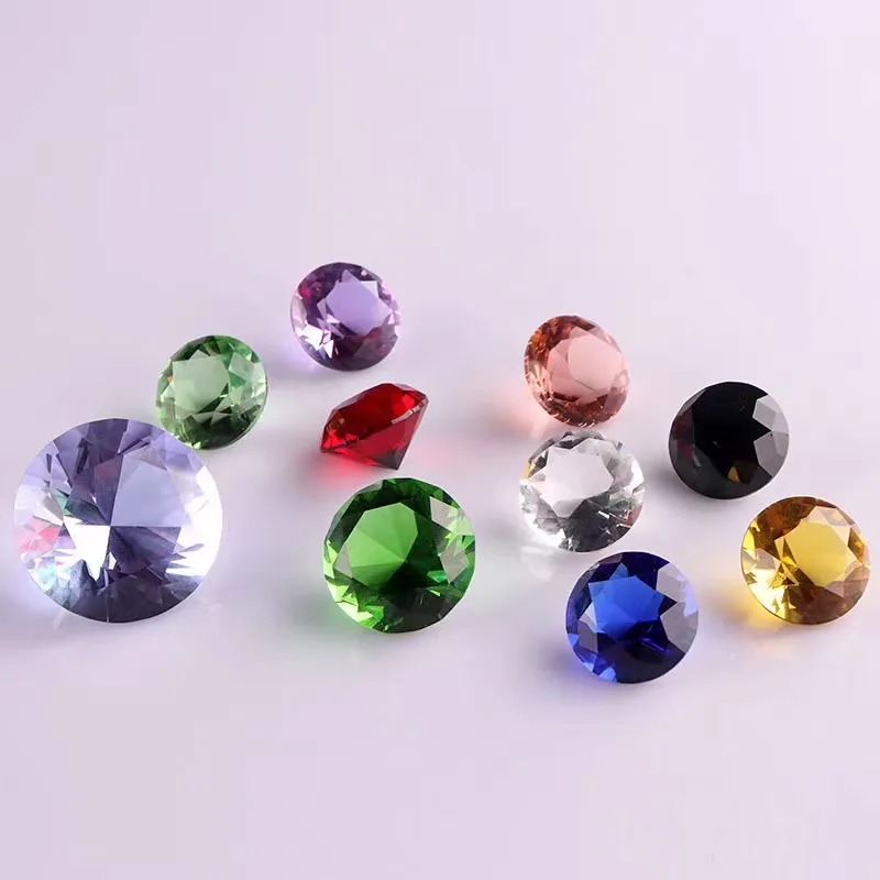 10 Colors Crystal Diamond Shaped Paperweight Decorative Cut Glass Giant Gemstone Wedding  Home Desktop Decoration