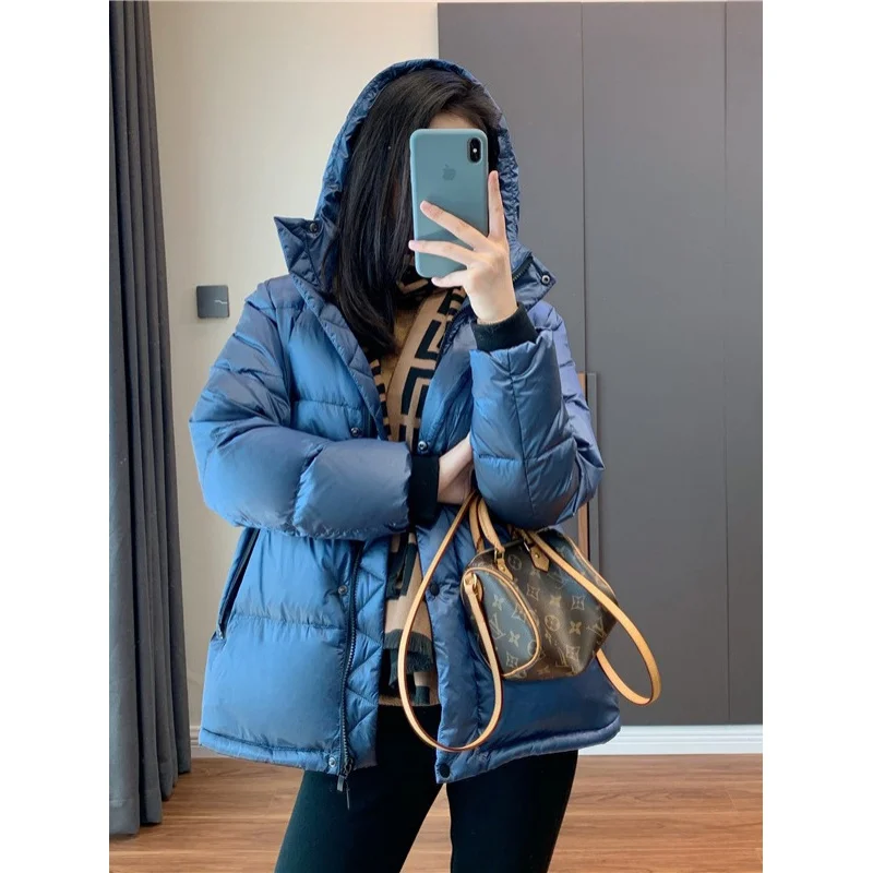 G 101925 ~ Counter Color90White Down JacketMChina DuPont Jaqueta curta com capuz quente e emagrecedora de três provas para inverno