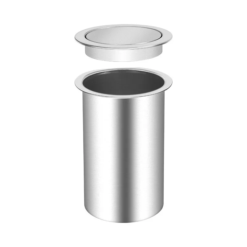 Countertop embedded trash can lid 304 stainless steel desktop shaking cover shopping mall hotel bathroom storage round square