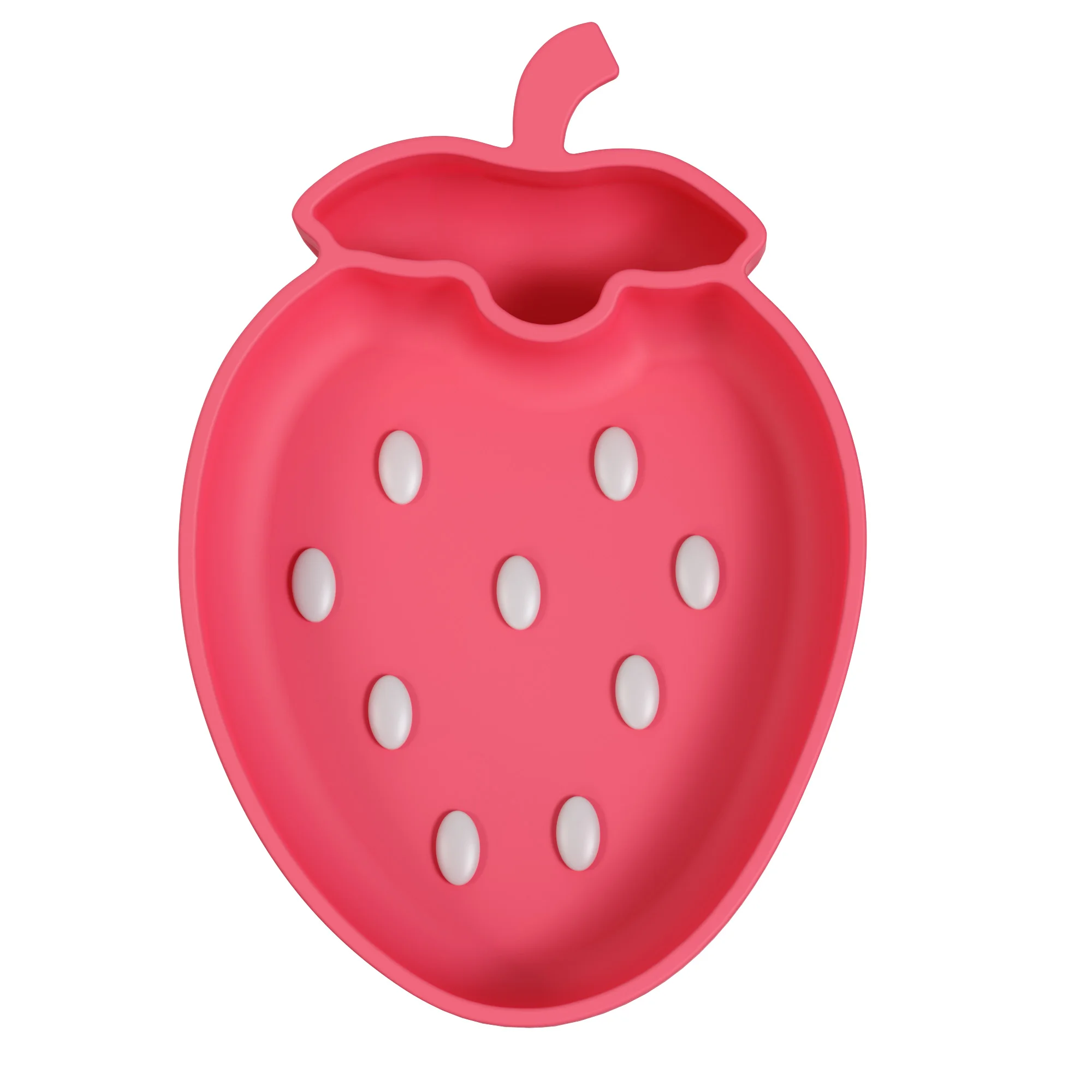 

Cute Strawberry Shape Simple Modern Silicone Plate for Baby and Toddler, Divided and Microwave Safe Plates for Kids