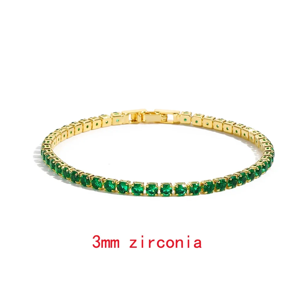 Luxus Smaragd Zirkonia CZ Tennis Armbänder für Frauen 18K Gold Überzogene Charme Grün Weibliche Armreifen Hochzeit Schmuck Geschenk