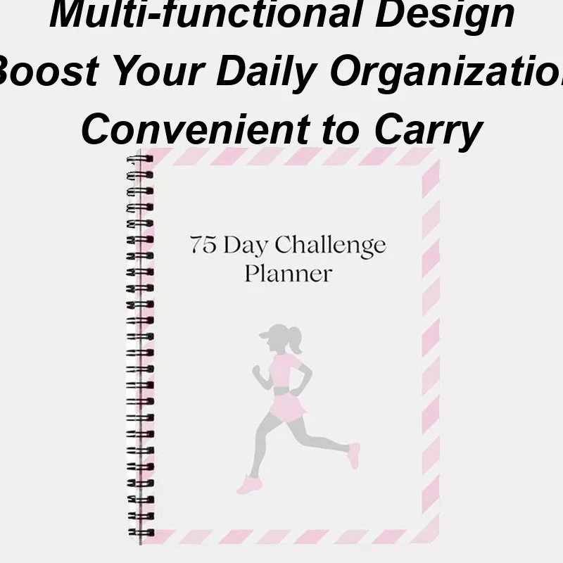 Bloco de notas portátil com ligação de bobina multifuncional, gerenciamento de tempo do planejador do dia, 75 dias, para rastreamento de tempo, configuração de tarefas, programação