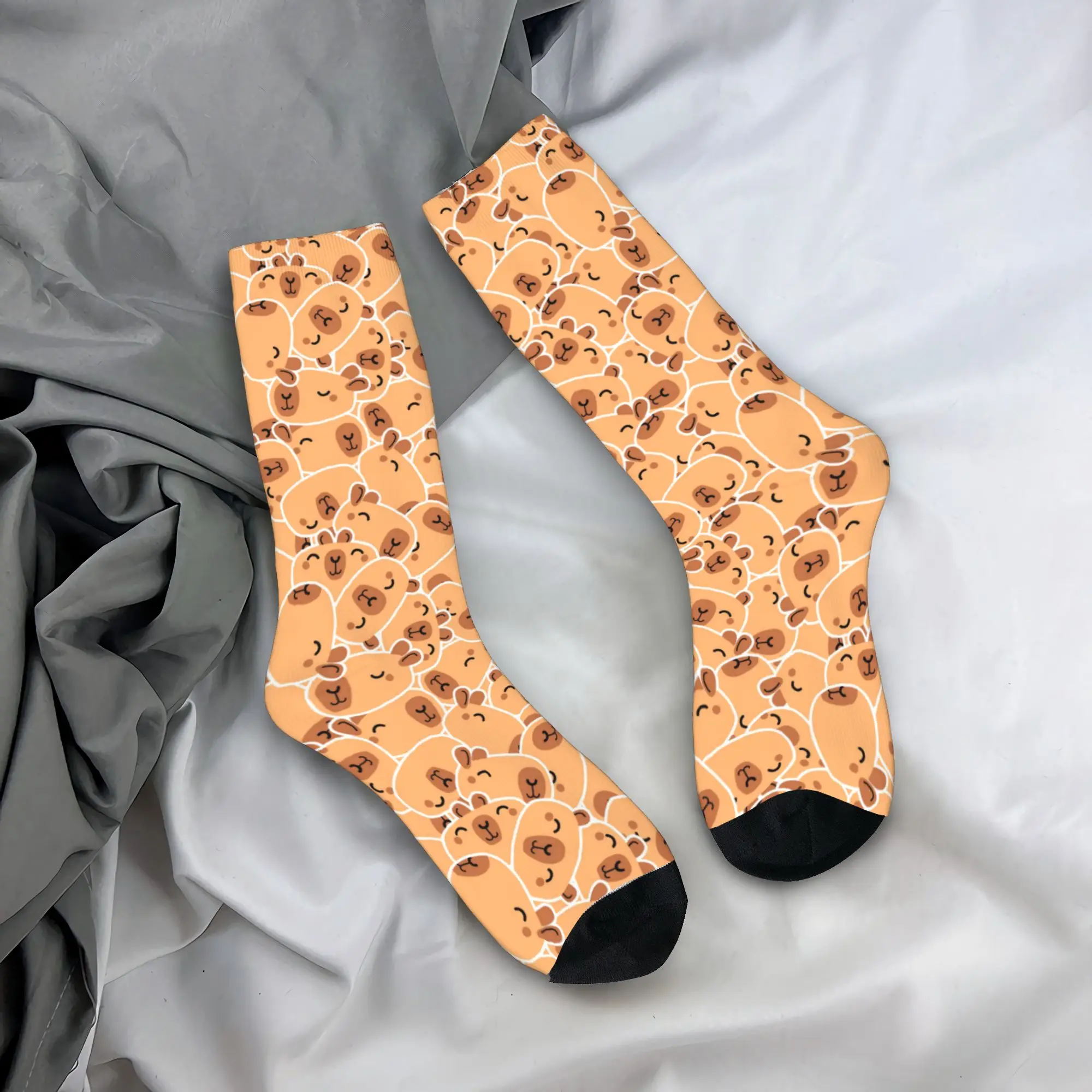 Cute Capybara Animal Doodle Print Stockings  Fashion Socks Men's Soft Socks Autumn Running Custom Anti Skid Socks Gift Idea
