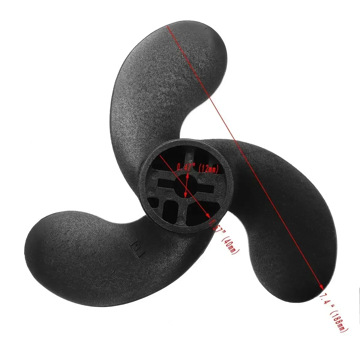 309-64107-0 Marine Propeller 7.4 x 5.7 For Nissan Tohatsu Evinrude Johnson 2.5-3.5HP Composite Plastic Material 3 Blades Black