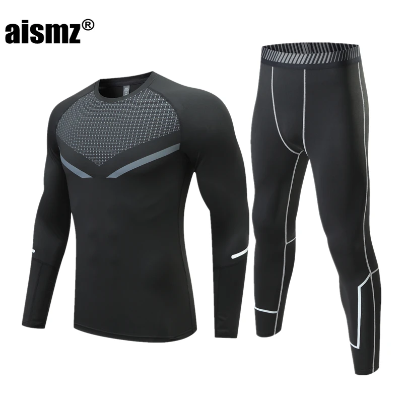 Aismz Winter Thermal Underwear Sets Men\'s & Boy Clothing First Layer Man Sportwear Fitness leggings Compression Long Johns Brand