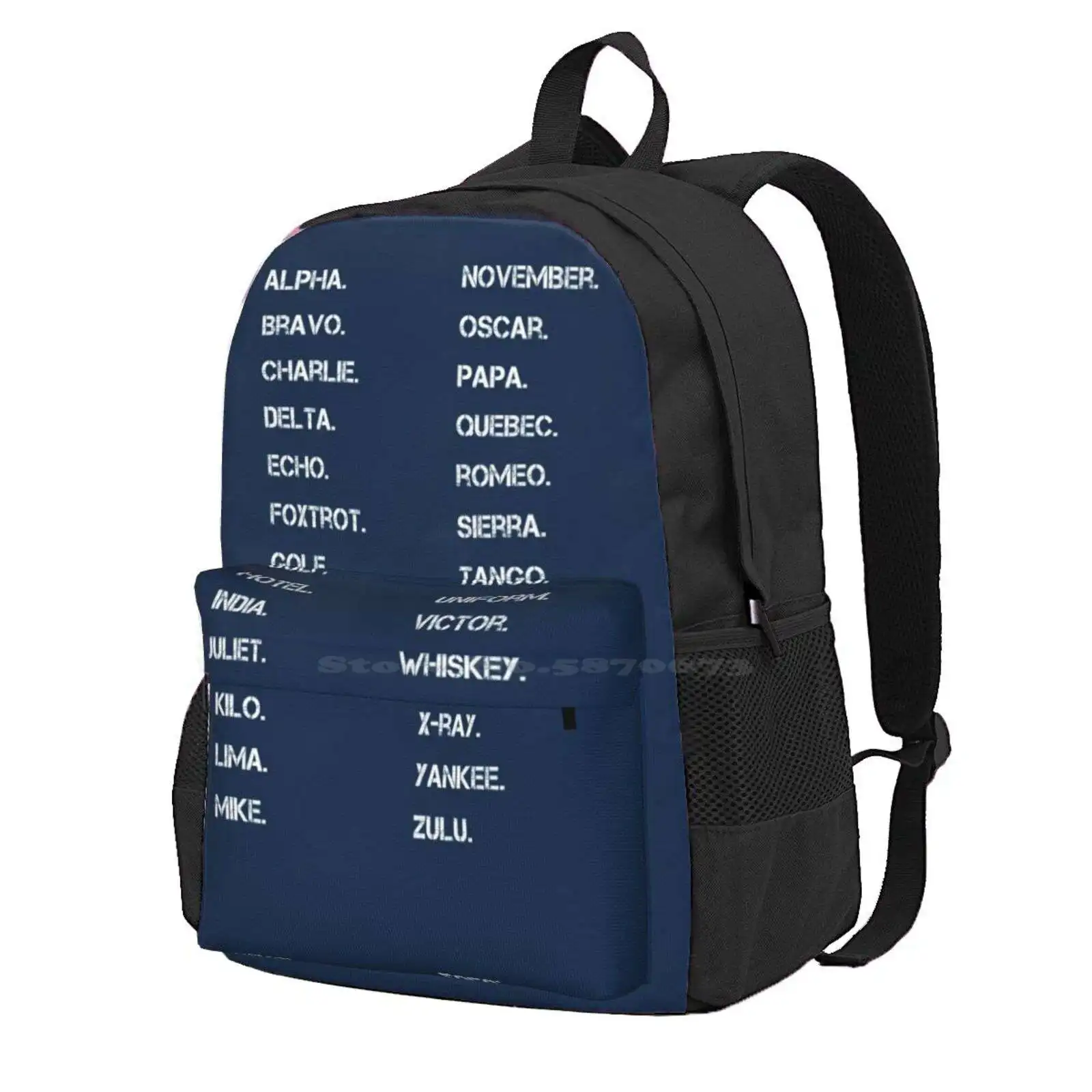 Phonetic Alphabet Hot Sale Schoolbag Backpack Fashion Bags Phonetic Alphabet Born Commands Orders Radio Marine Navy Army Abc