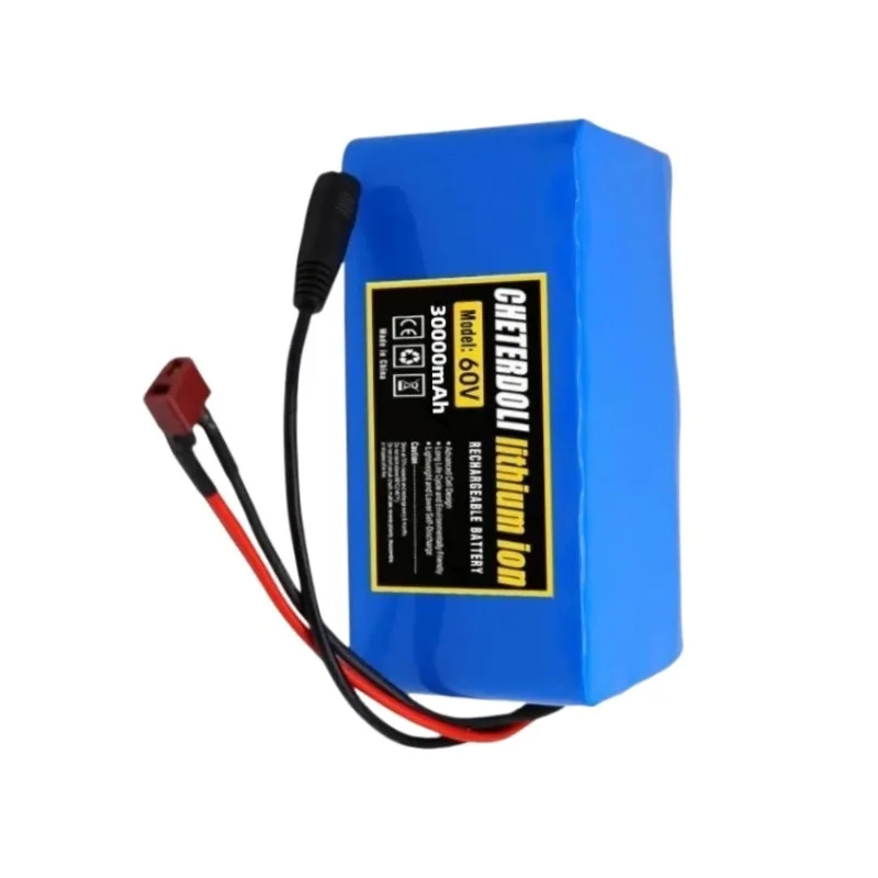 60V 30Ah 16S2P Lithium Battery for E-Scooter 18650 Pack with BMS High Capacity Replacement 60V Electric Bike XT60