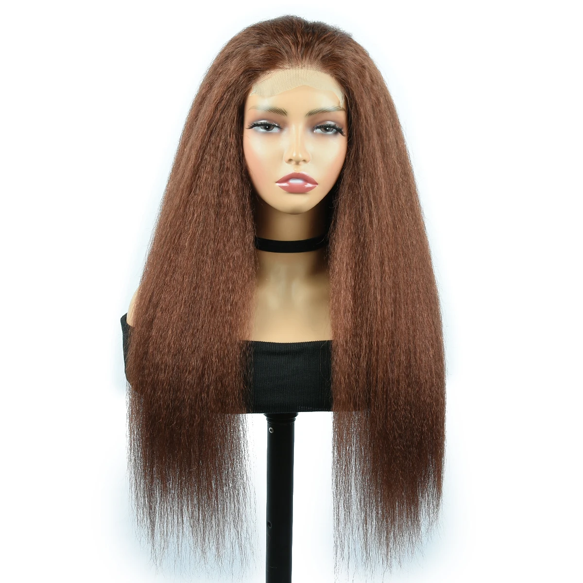 Kinky Straight 13*4 Lace Front Human Hair Wigs Yaki 4x4 Lace Closure Wigs Auburn Color 13x4 Lace Front Wigs For Woman HairUGo