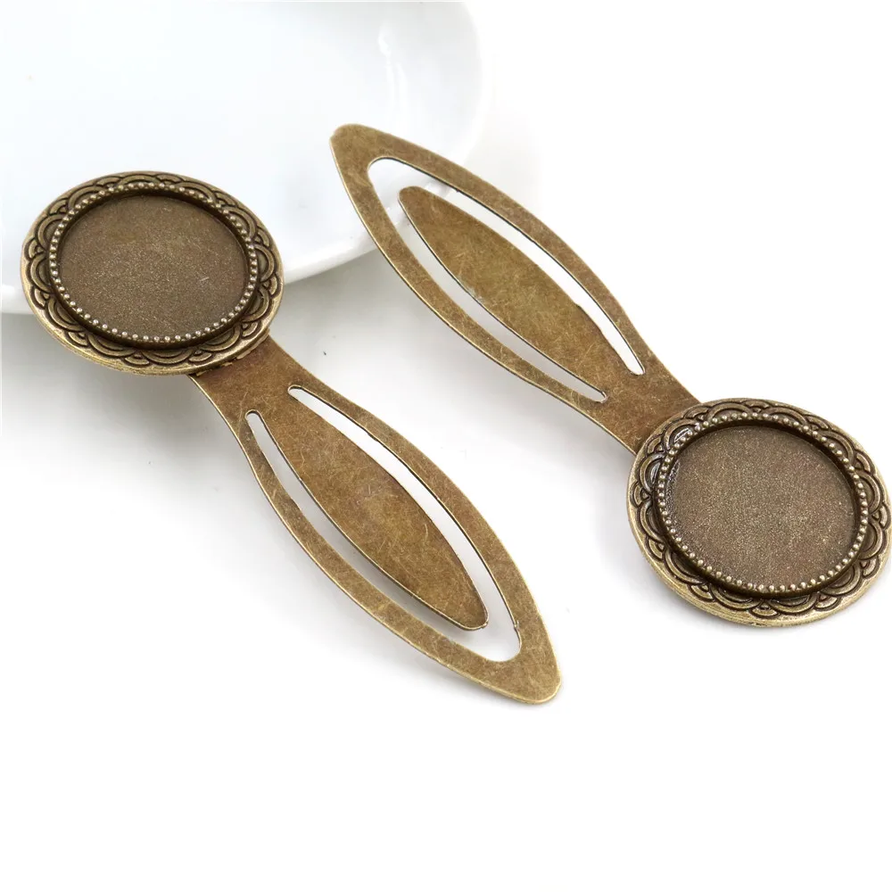 2pcs Handmade Bookmark Cabochons Blank Base Setting Tray 20mm Inner Size Alloy Metal DIY Jewelry Making Accessories Findings - view 5