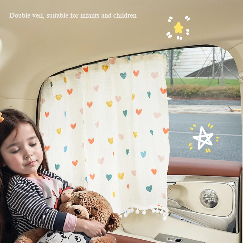 

Cartoon Car Curtains Car Sunshade Side Curtains Embedded Rail Car with Sun Protection and Heat Insulation Sunshade for Kid Baby