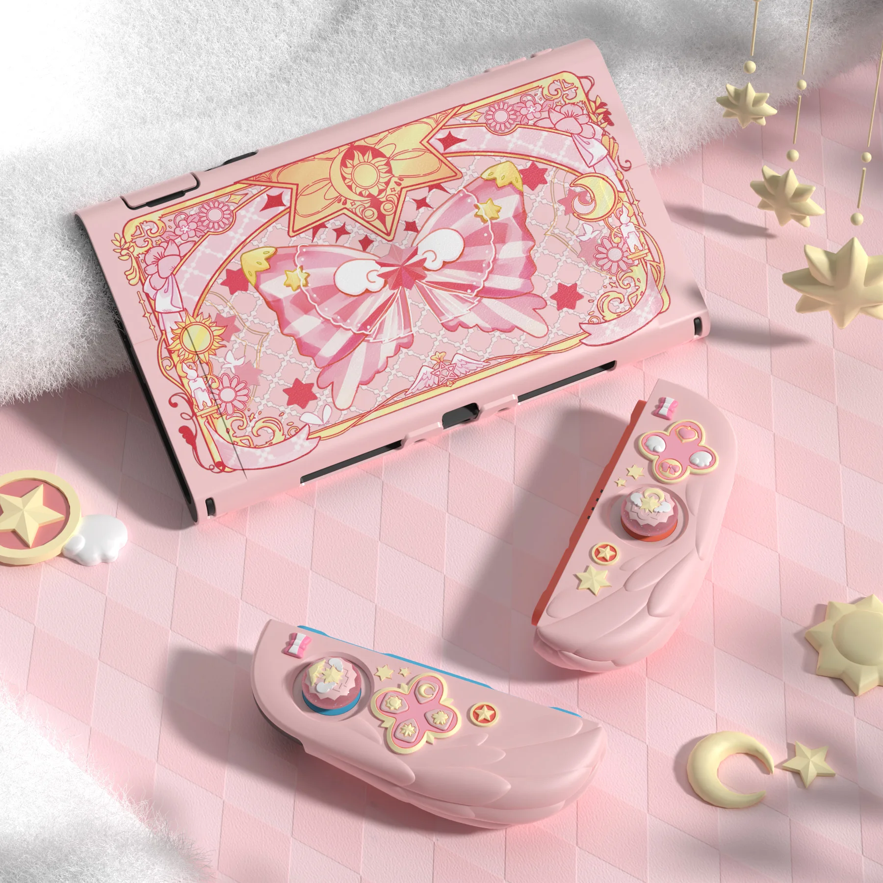 PlayVital Magic Wings Funda de silicona acoplable para Nintendo Switch 2 – Funda protectora de anime con soporte ajustable y tapas para pulgar