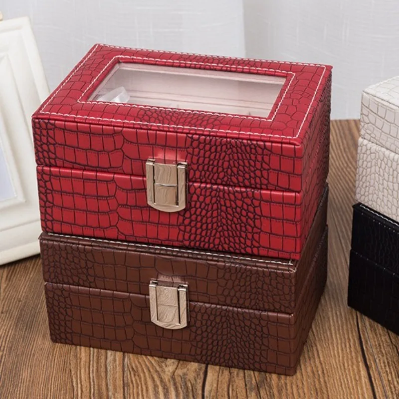 صندوق تخزين المجوهرات الجلدية، حافظات كبيرة لتنظيم حلقة الساعة، حافظة عرض مجوهرات شفافة، حلقات سفر، صناديق ساعات