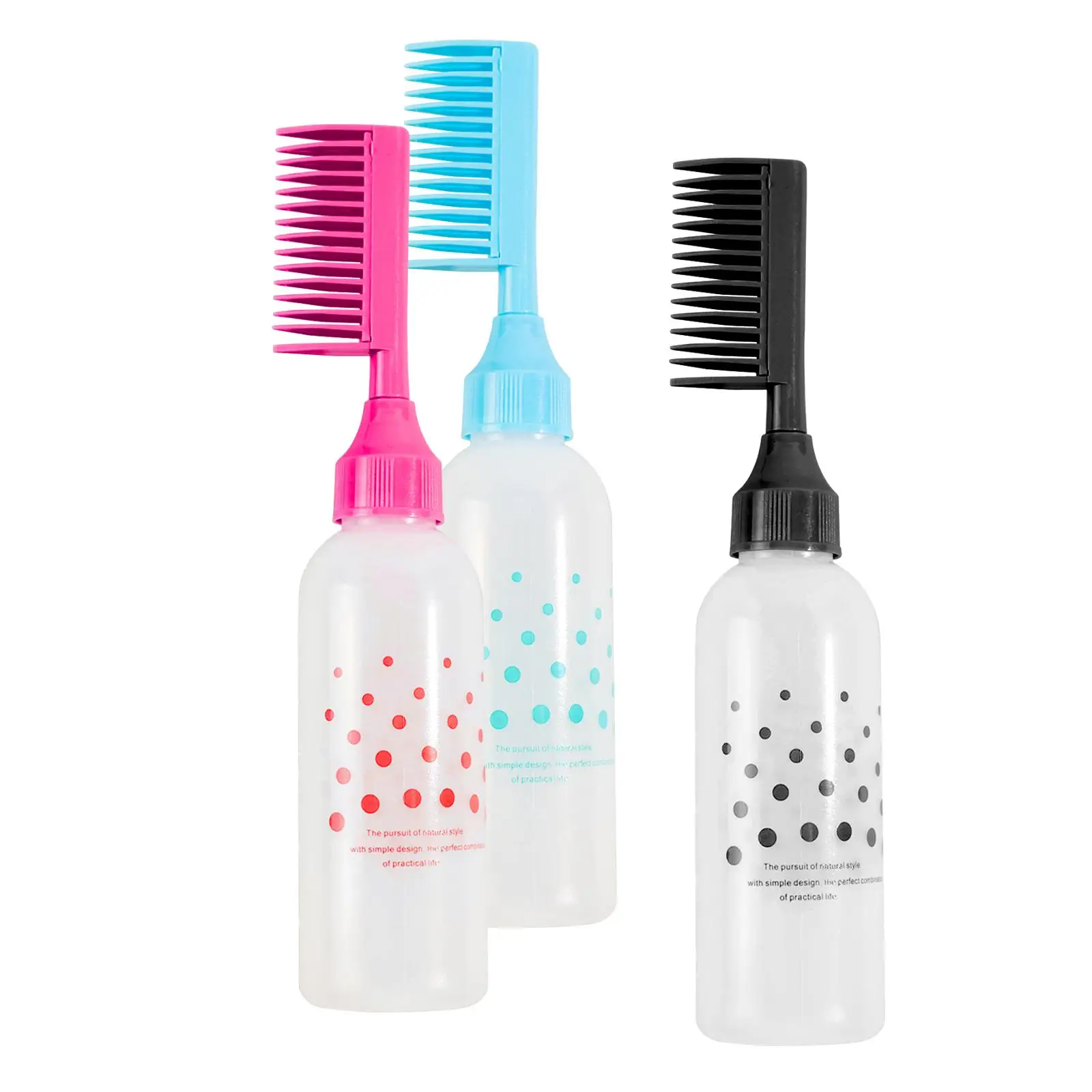 زجاجة تلوين الشعر مع مقياس للمنزل ، مشط الجذر ، فرشاة الصبغ ، زجاجات التزييت الملونة