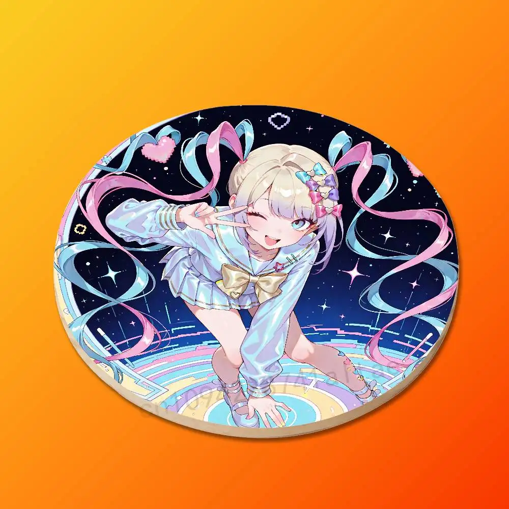 Needy G-Game S-Streamer Overload Round Wooden Coasters Non-Slip Suitable for Drinks Tea,Coffee Home Perfect Gift