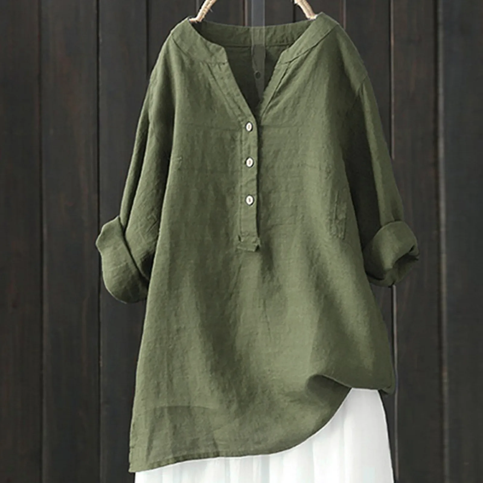 Summer 2024 Casual Loose Cotton Linen Blouse Plus Size Shirt Women Long Sleeved Oversize Blouse Vintage Loose Blusas