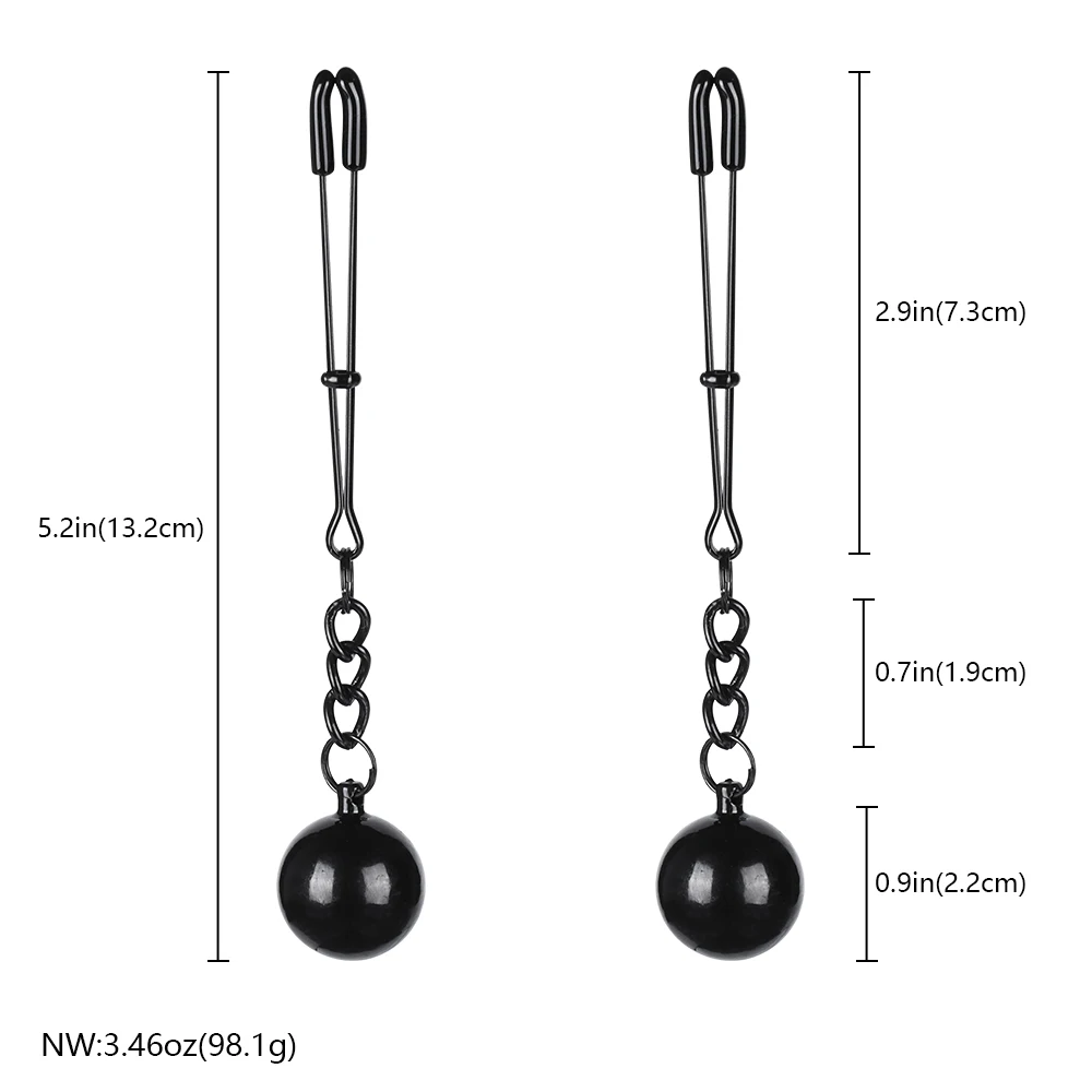 Nipple Clamp Metal Balls with Weights Adjustable Nipple Clip Body Jewelry for Women and Couples