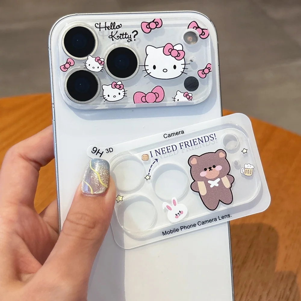 لطيف الكرتون كاميرا حامي عدسة فيلم آيفون 15 16 17 برو ماكس HD زجاج واقي ل 14Plus 13 غطاء كامل #1