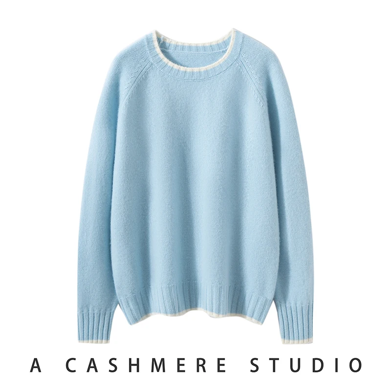 Hot Sale Autumn Winter New 100% Cashmere Sweater O-Neck Women\'s Thicken Warm Pullover Female Loose Knit Jumper Large Size Tops