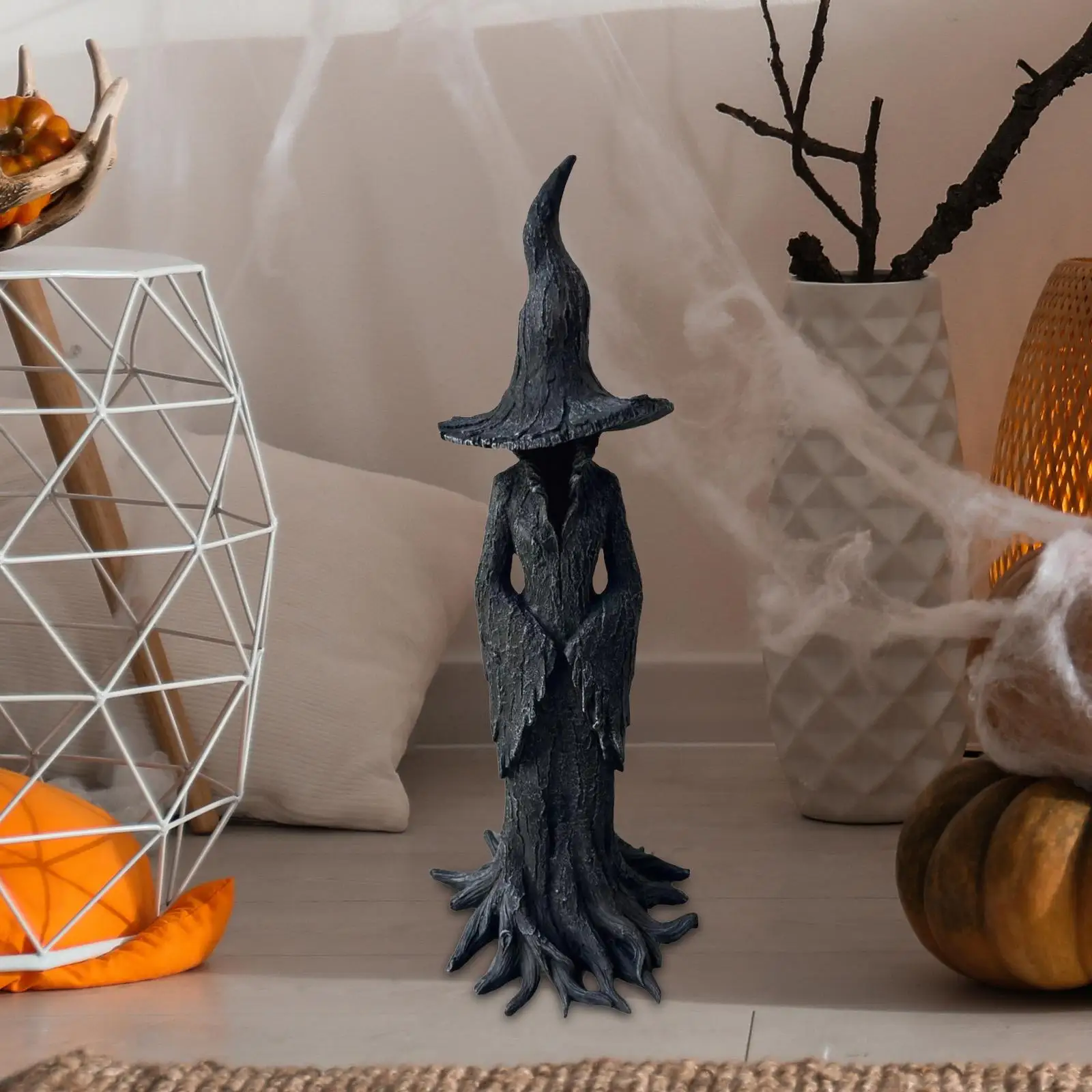 Halloween-Hexenstatue, stehend, gruselig, gruselig, dekorative Skulptur, Hexenfigur für Spukhaus, Tischplatte, Veranda, Bürodekoration