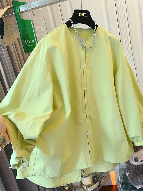 

plus Size Women's Long Sleeve Shirt Casual Thin Spring Summer Sun Protection Pure Color Simple Style Large Version Sunscreen ...