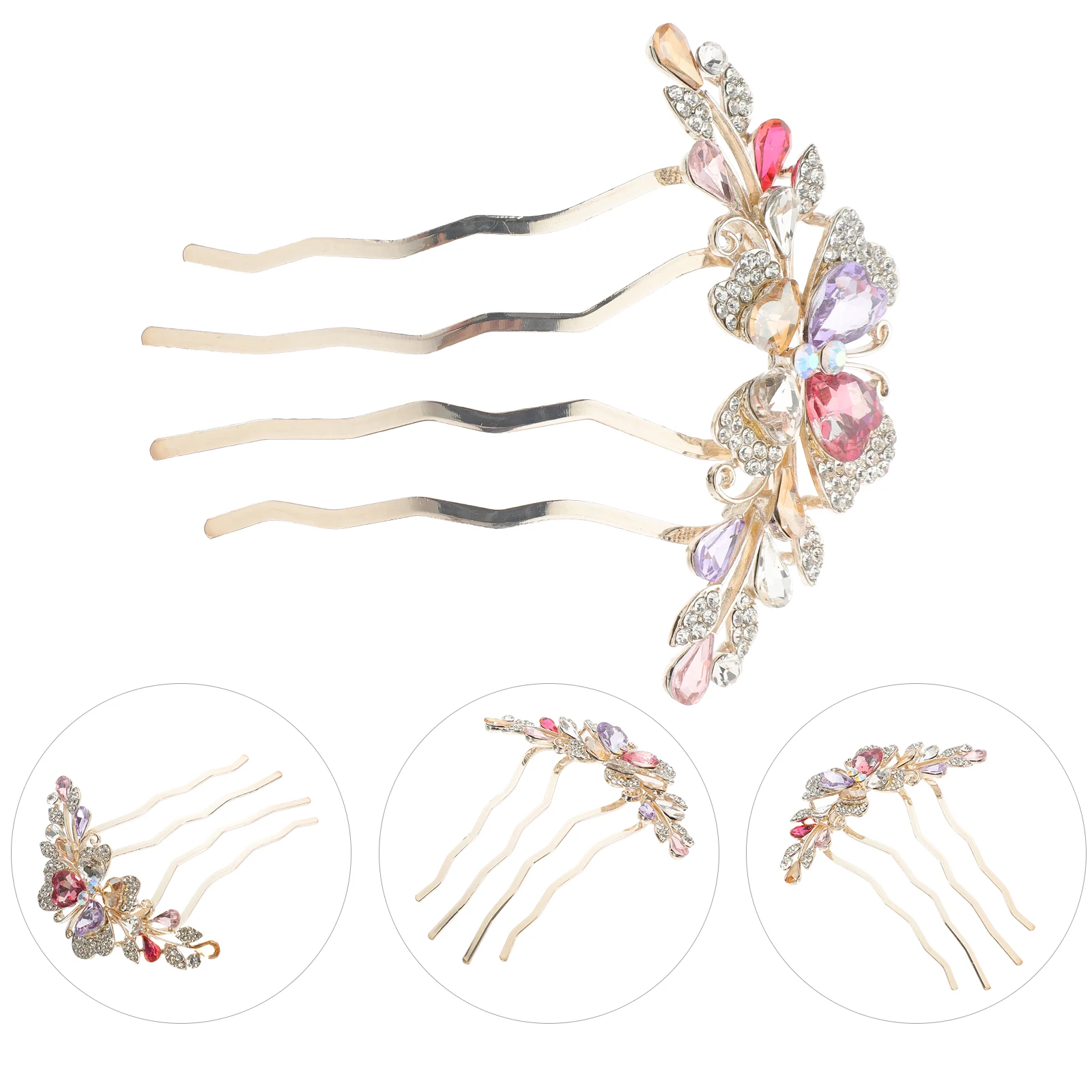 

Rhinestone Hair Comb Side Clip For Women Wedding Bridal Updo Lightweight Vintage Headpiece Decorative Metal Hairpin