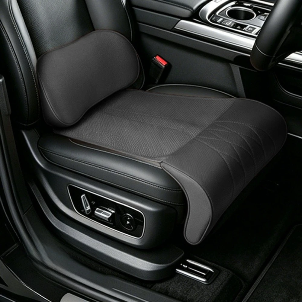Neues 3-in-1 Universelles Autositzkissen-Set – Rückenlehne, Sitzkissen & Beinstütze, Starke Lenden- und Beinstütze, Ganzjahres-Komfort – Detail 12