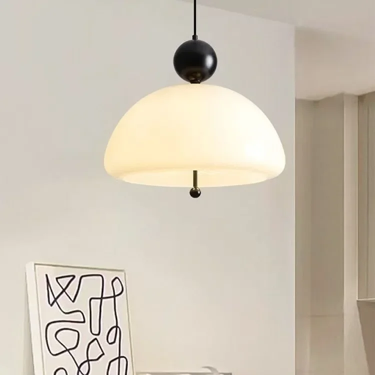 French Vintage Bauhaus Glass Small Teacup Cap Metal LED Pendant Light Indoor Art Lamp for Living Room Home Decoration Chandelier