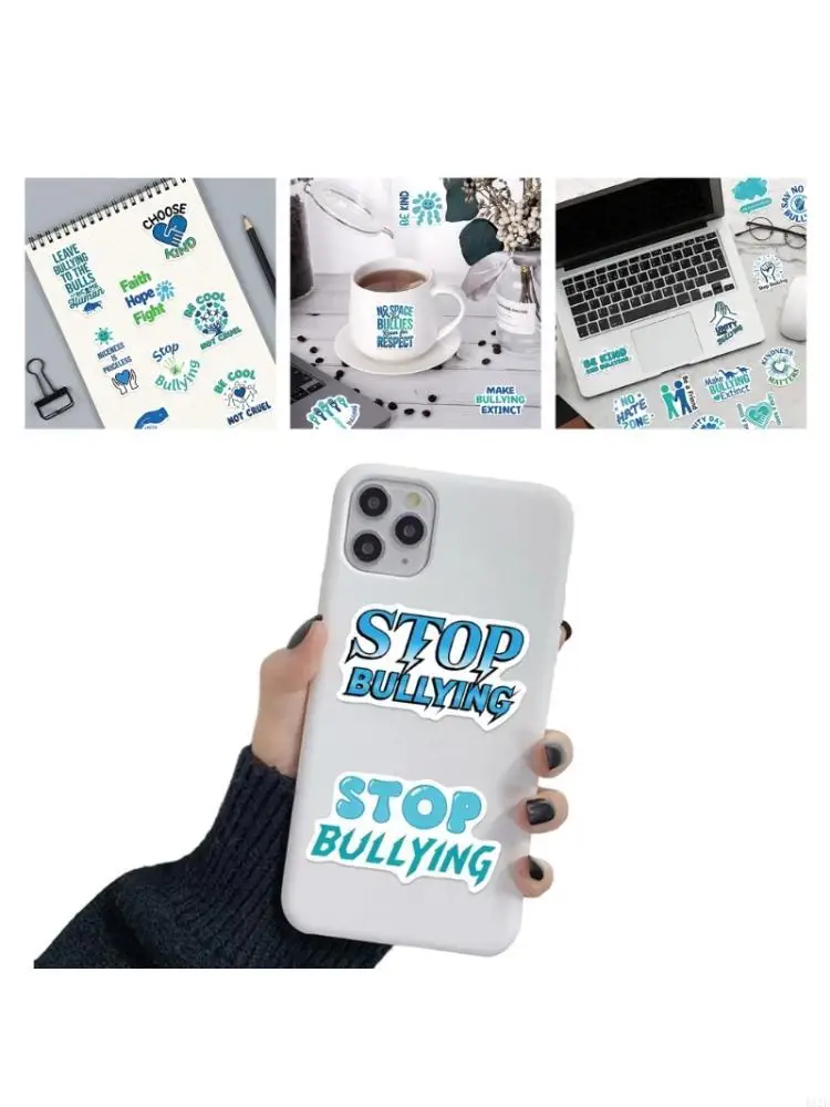 

462E 50 День борьбы с издевательствами, мультяшные наклейки из ПВХ, рисунки, дизайн, школьные принадлежности для занятий