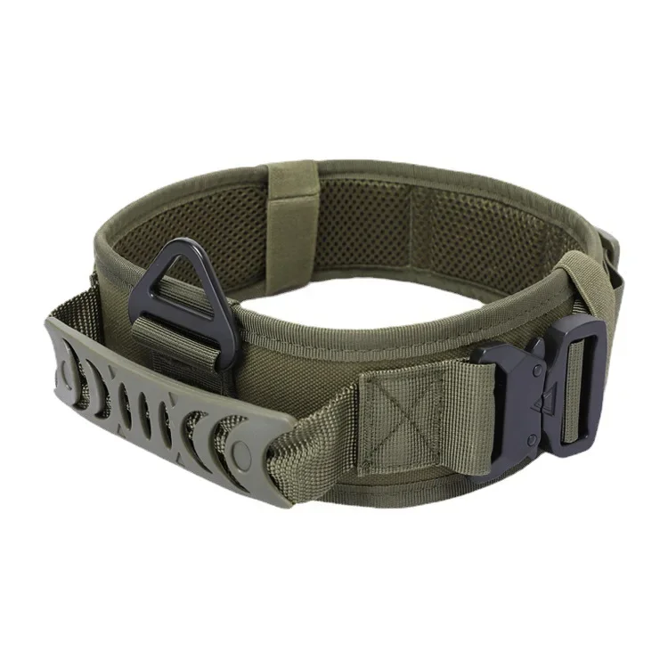 Reflective Nylon Tactical Dog Collar Classic K9 Military Training with 2 Heavy Duty Metal Buckle Handle for Large Dog Collar