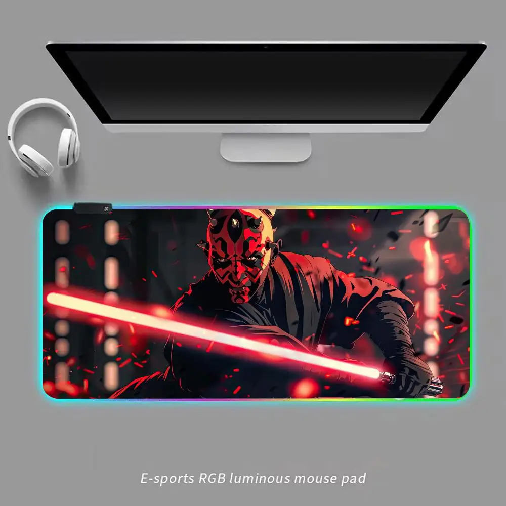 Famous Movie S-star-wars-ES Mouse Pad RGB Gaming Mouse Pad Desk Mat HD Gamer Large LED Light XXL MousePads