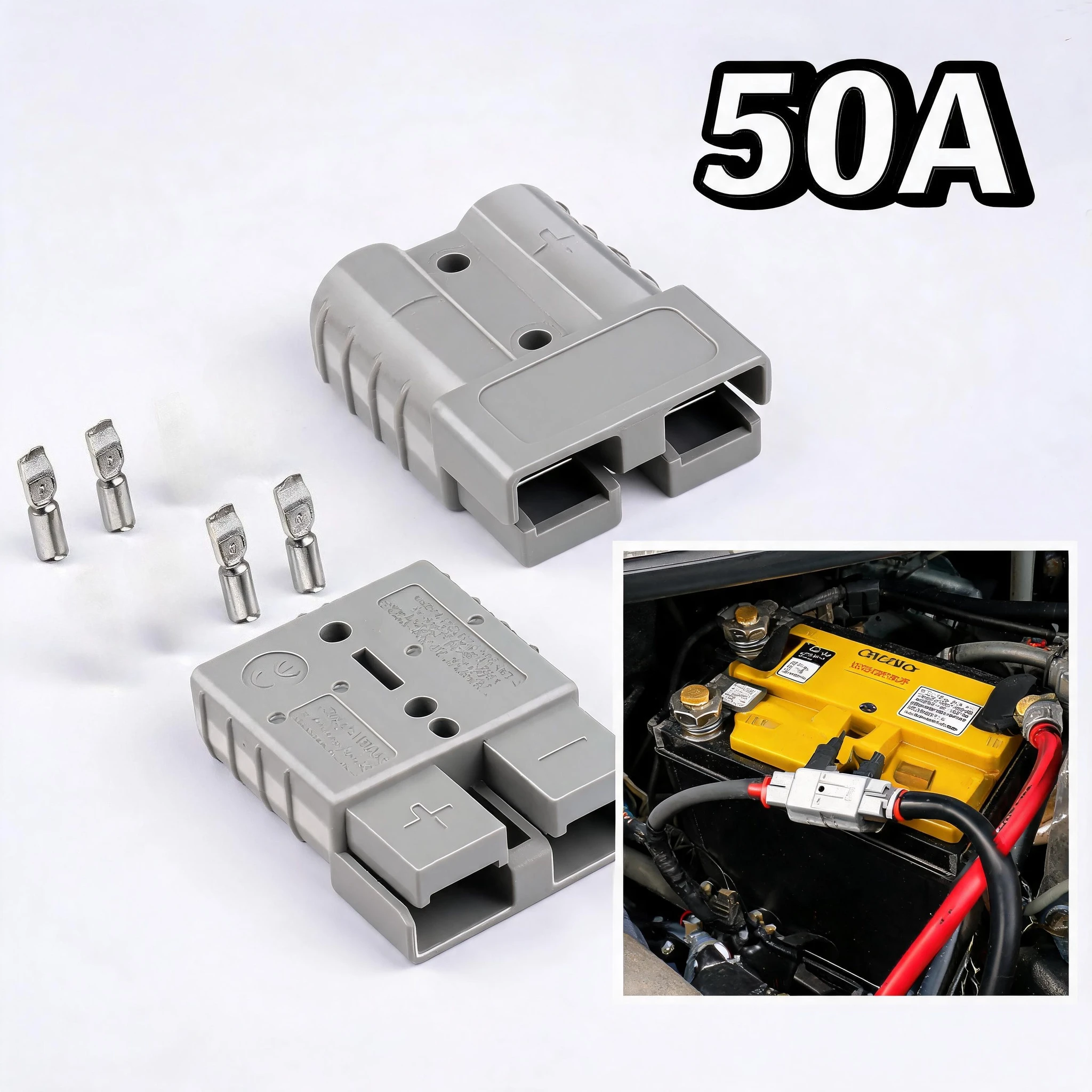 Heavy Duty 50A Anderson Style Plug DC Power Connector for Solar Panel Car RV Battery Charger Power Tool Supply