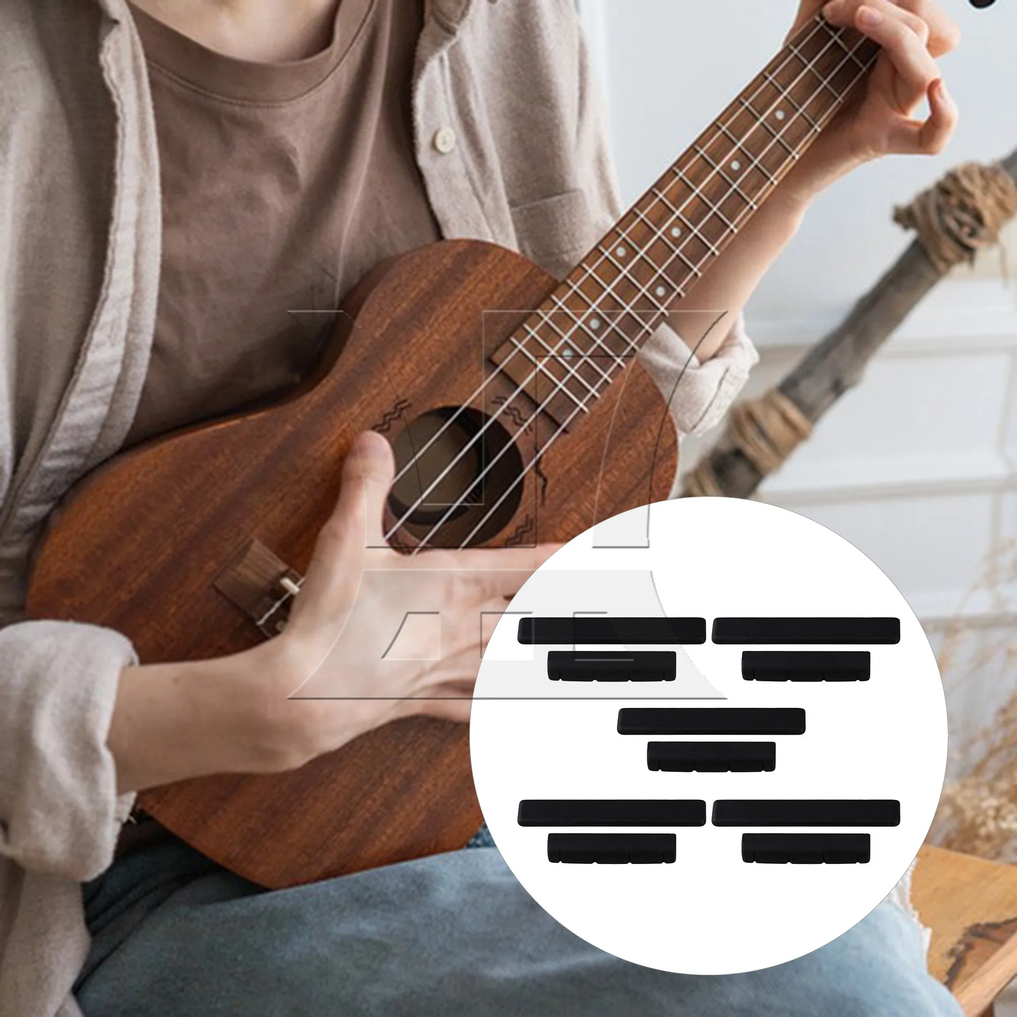 

Yibuy 5x черные седла и накладки для гитары с 4 струнами, черные, из эбенового дерева, для замены BQLZR