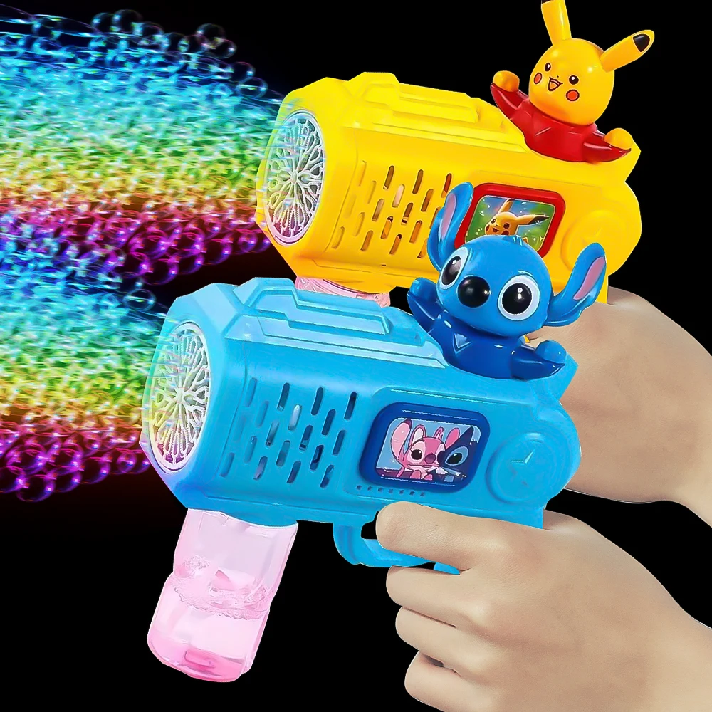 Pistolet do baniek dla dzieci Zabawka Stitch W pełni automatyczna maszyna do baniek Pistolet do baniek Pistolet do baniek na świeżym powietrzu Gra w