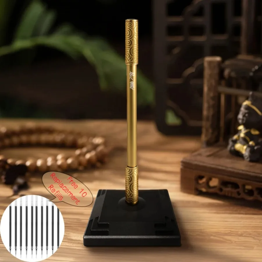 For Unise Gold New Creative Self-turning God National Hoop Dinghai Signing Style Pen Ruyi Trend Needle Writing Simple Pen Gifts