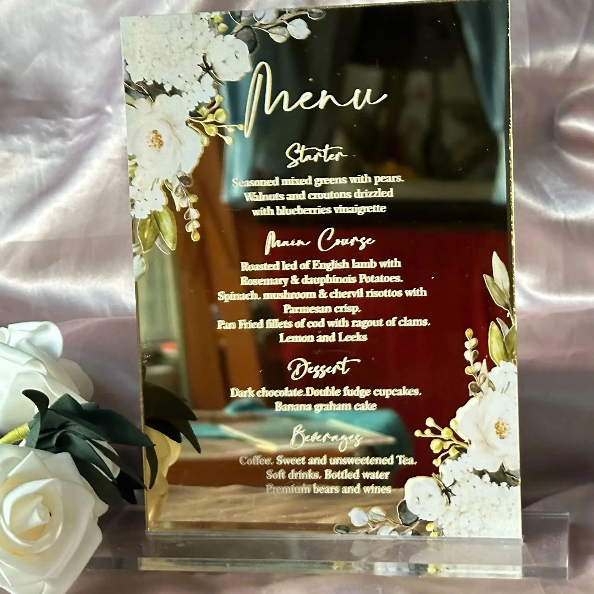 

10pcs Custom Mirror Gold Birthday Invitation Customized Menu Cards Quinceanera Marriage Celemony Invite for Party Decoration