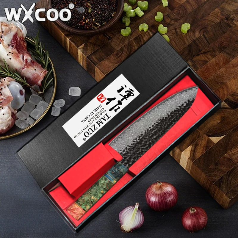 WXCOO Handgefertigtes geschmiedetes Kochmesser, 20,3 cm, professionelles japanisches Küchenmesser, scharfes Metzgermesser, Küchenhelfer, Zubehör