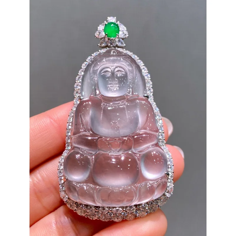 

Natural Myanmar Mine Timber Jade Goddess of Mercy Pendant