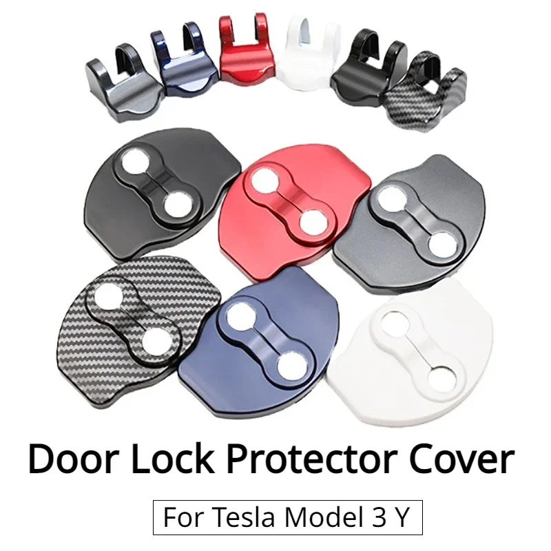 For Tesla Model 3 Y 8pcs/Set ABS Colour Door Lock Protector Cover Latches Door Stopper Covers Car Interior Accessories 2023