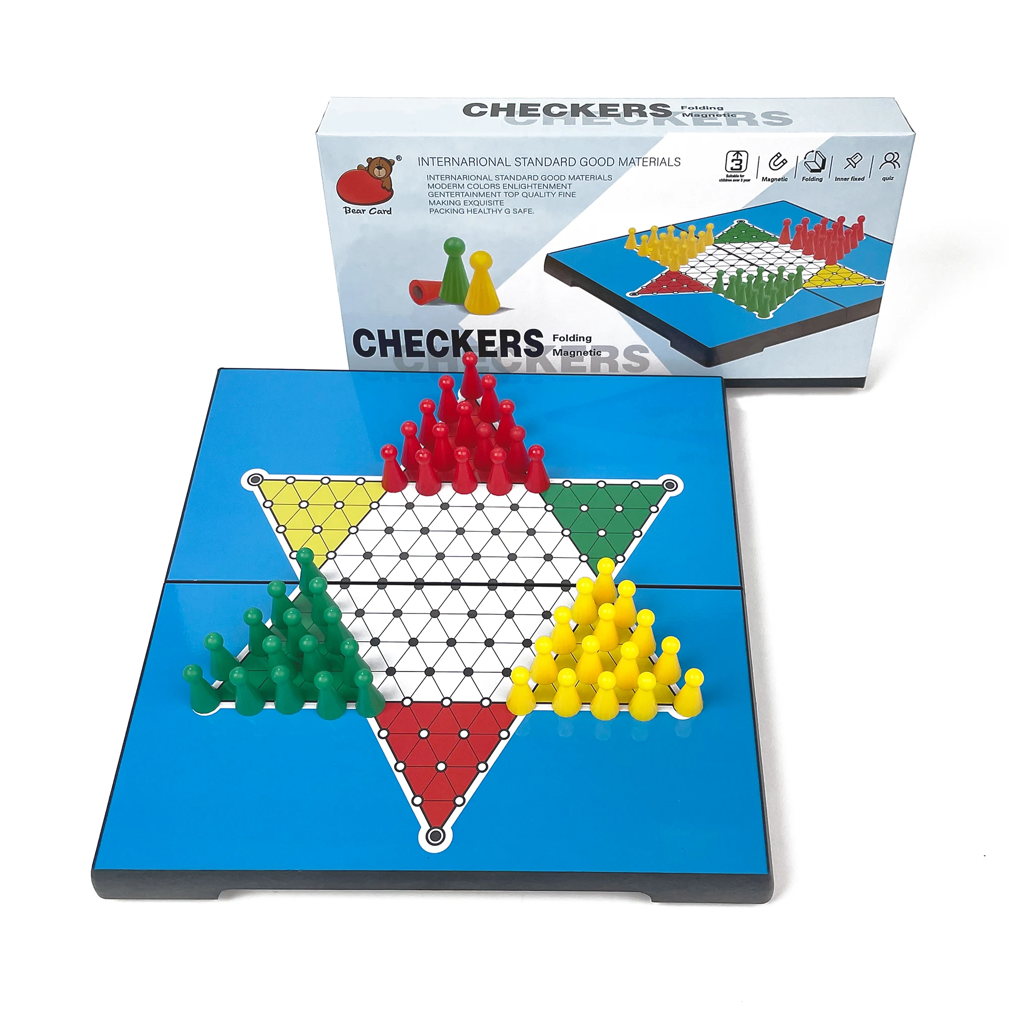24x24 Foldable Magnetic Chinese Checkers Board Game Portable Plastic Tabletop Travel Outdoor Classic Game Set
