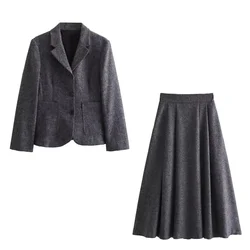 UNIZERA 2023 Autumn/Winter New Product Women's New Fashion Style Style Single breasted Suit Coat High Waist Skirt Set