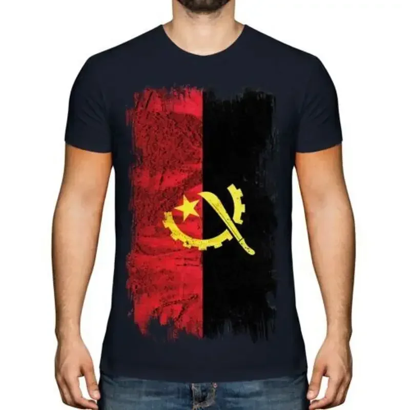 Angola Grunge Flagge Herren T-Shirt Angola Hemd Fußball Trikot Geschenk