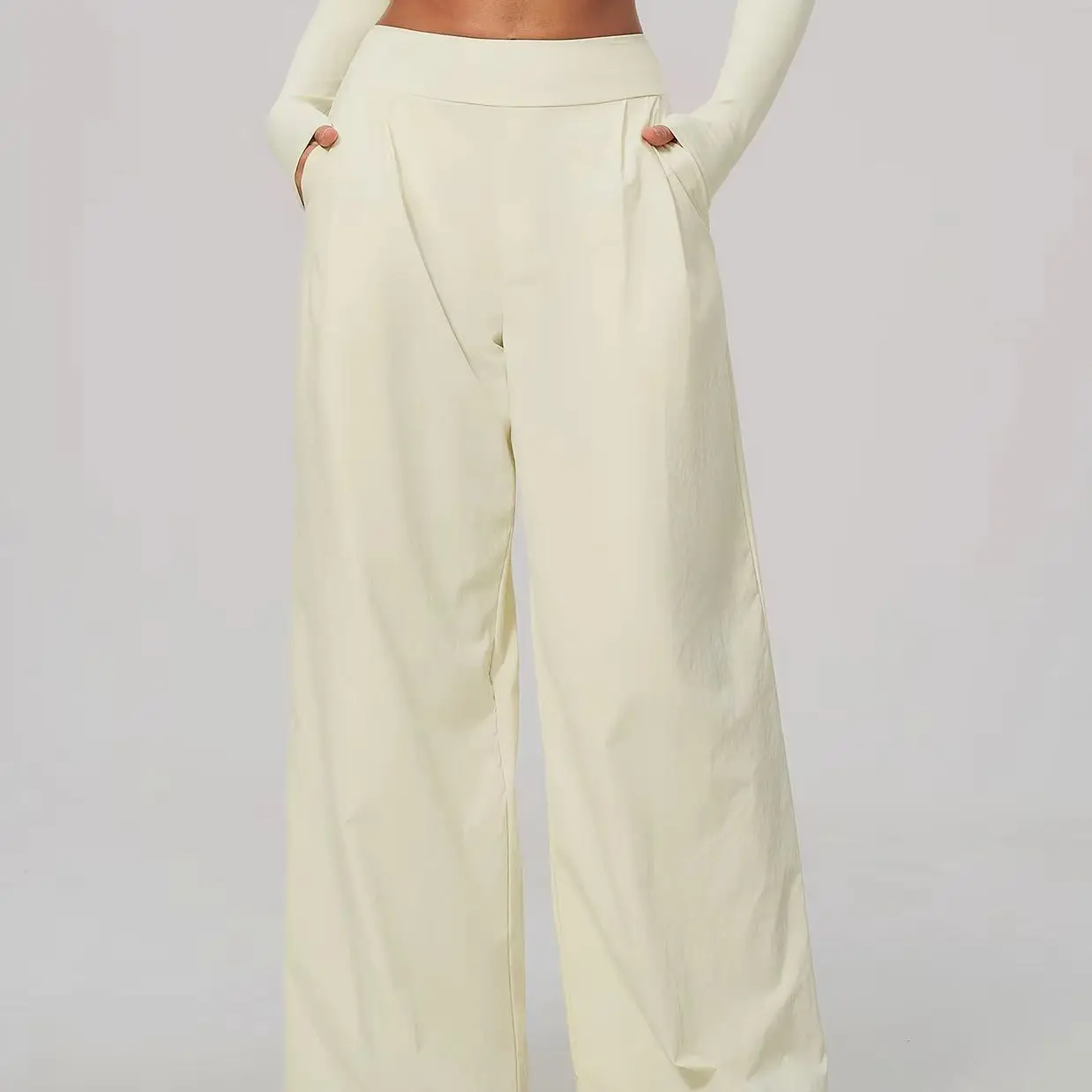 Loose Wide Leg Pants Women High Waist High Elasticity Breathable Quick Dry Sports Pants Women Sport Trousers Straight-Leg Pants