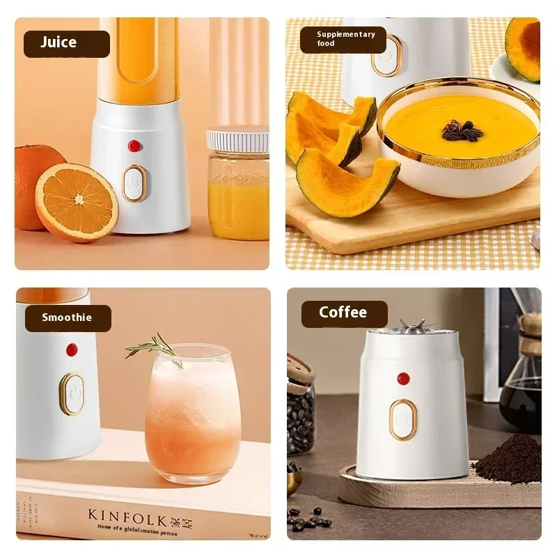 Multi functional dual cup electric portable juicing cup,USB fast charging, juice,complementary food,coffee,smoothie,food blender