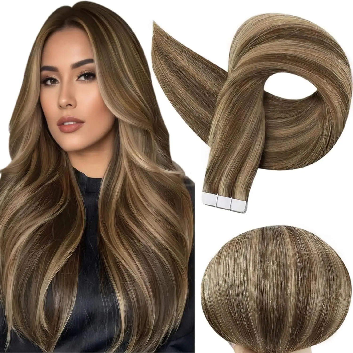 Laavoo Remy Tape in Human Hair Extension For Women  Real Straight Natural Brazilian Hair 12-24inch 40pcs Skin Weft Human Hair