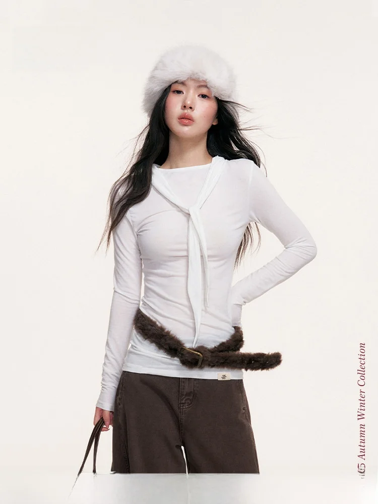 

Lii.Liilou Smart Casual Long Sve T-irt Women's Slim Fit High Collar Inner Wear Base irt Ci Walk Suitable for Girls